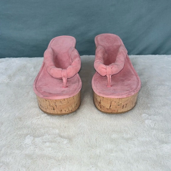 EUC Veronica Beard Gabby Platform Wedge Thong Sandal Womens Size 8.5 Pink Suede - Picture 1 of 9
